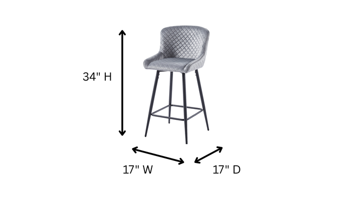 Iconic Furniture Chelsea Gray Counter Stool With Sturdy Metal Legs-jennifer furniture