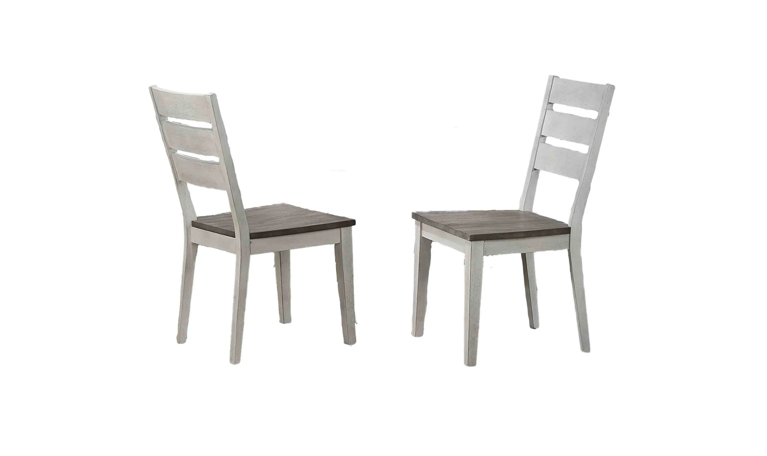 Iconic Furniture Company Transitional Table In Ash & Stormy White With Contemporary Ladder Back Chairs 7- Piece Dining Set-jennifer furniture