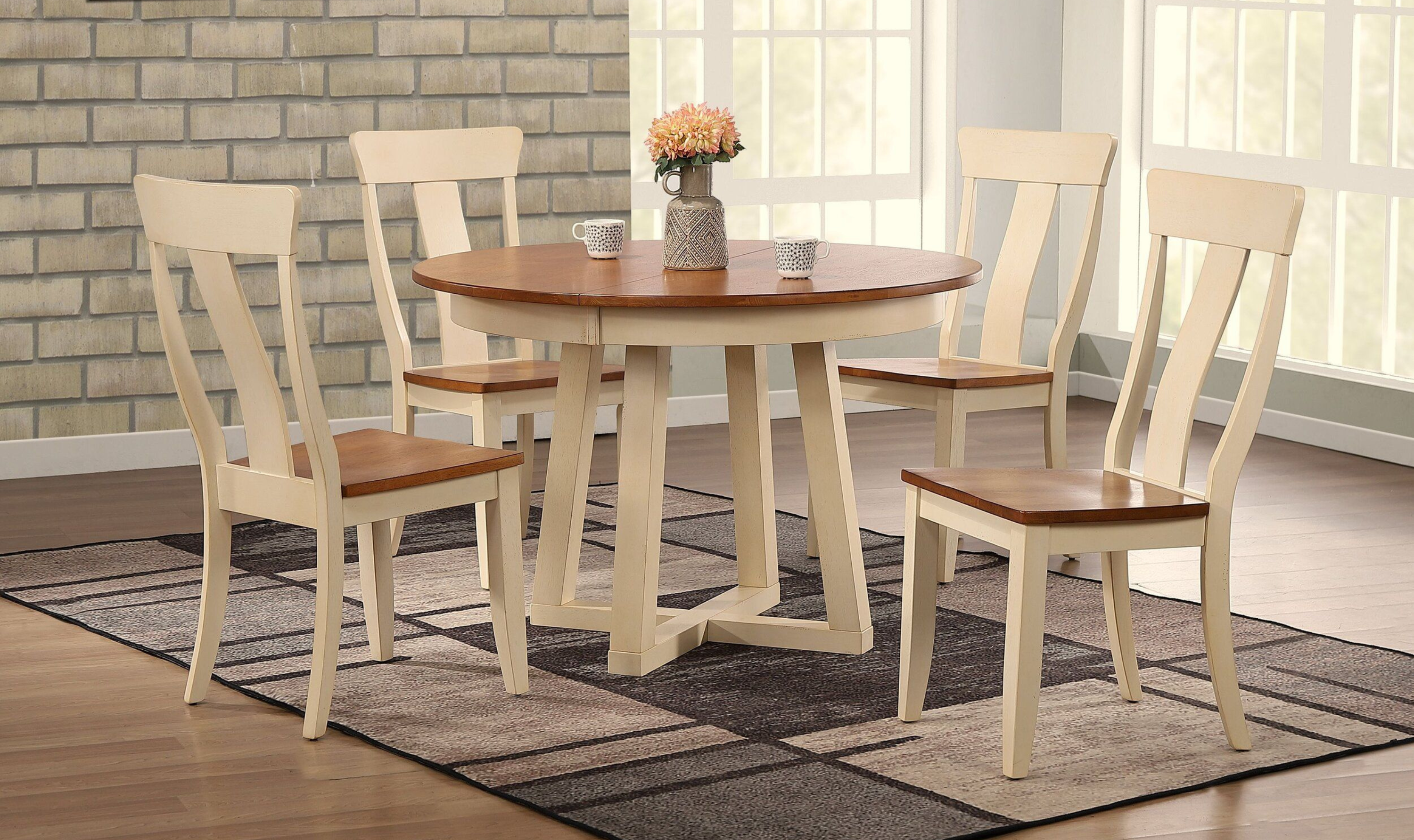 Iconic Furniture Cross Antiqued Caramel & Biscotti Panel Back Dining Set-jennifer furniture