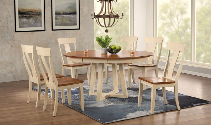 Iconic Furniture Cross Antiqued Caramel & Biscotti Panel Back Dining Set-jennifer furniture