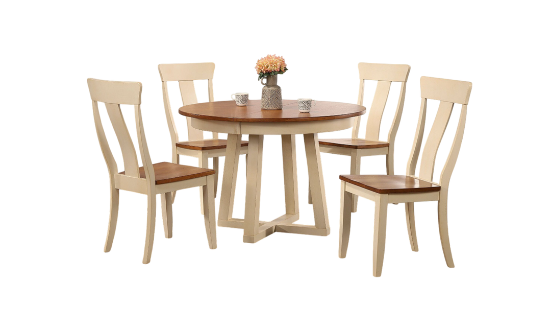 Iconic Furniture Cross Antiqued Caramel & Biscotti Panel Back Dining Set-jennifer furniture