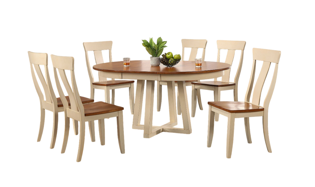 Iconic Furniture Cross Antiqued Caramel & Biscotti Panel Back Dining Set-jennifer furniture