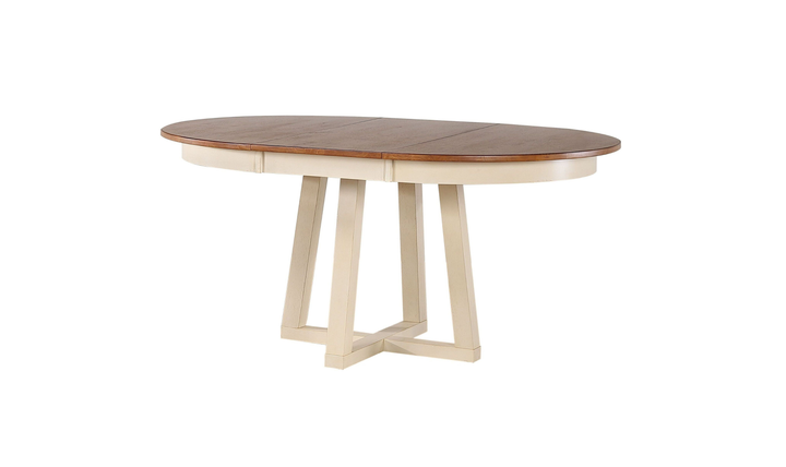 Iconic Furniture Cross Antiqued Caramel & Biscotti Pedestal Dining Table-jennifer furniture