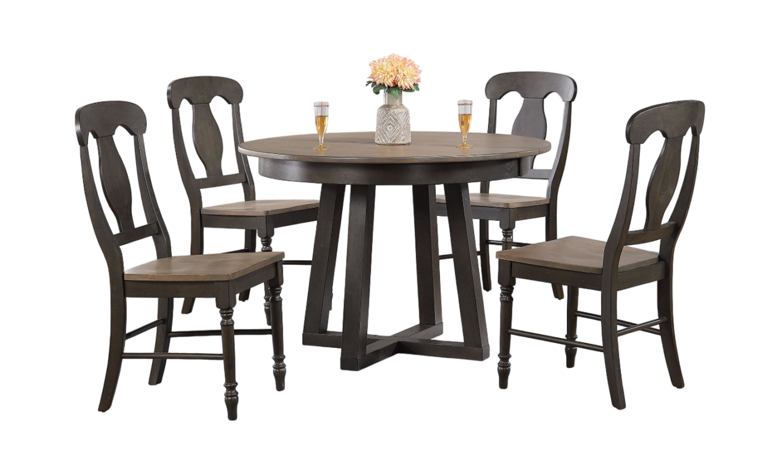 Iconic Furniture Cross Antiqued Grey Stone Black Stone Napoleon Back Dining Set-jennifer furniture