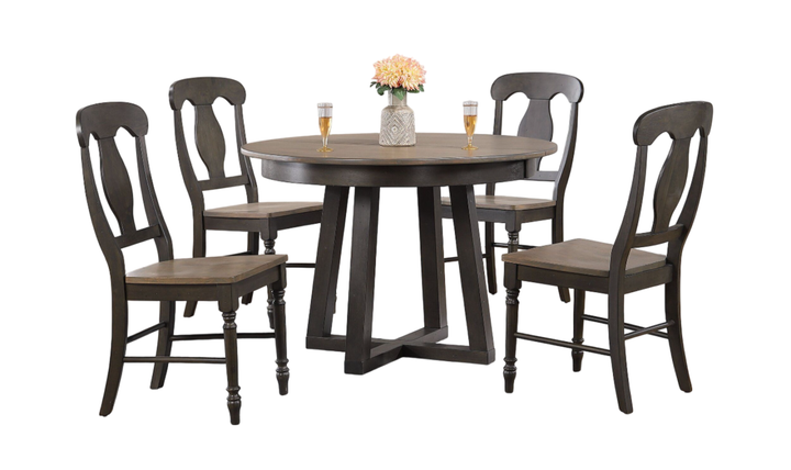 Iconic Furniture Cross Antiqued Grey Stone Black Stone Napoleon Back Dining Set-jennifer furniture