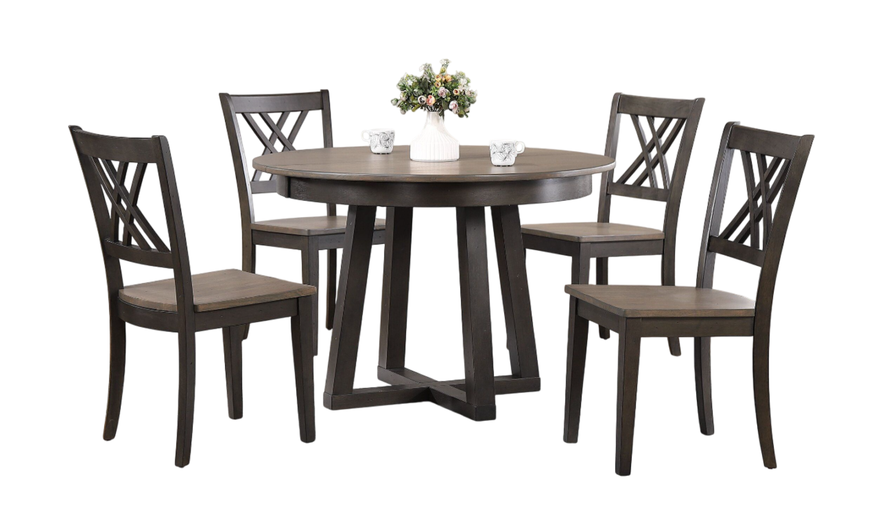 Iconic Furniture Cross Antiqued Grey Stone & Black Stone Double X-Back Dining Set-jennifer furniture