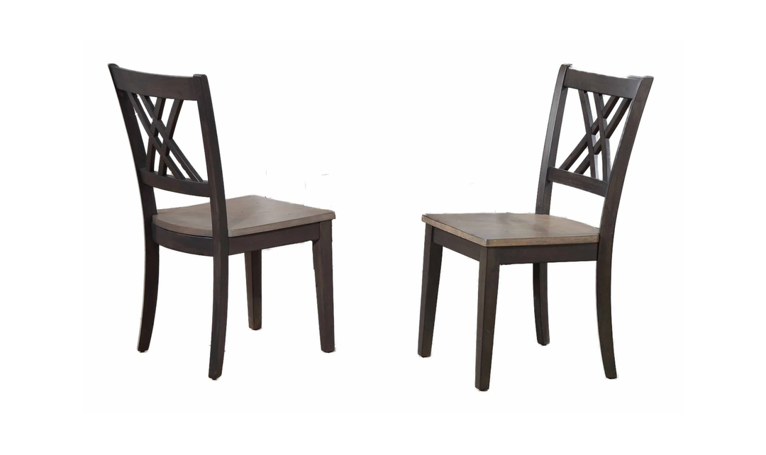 Iconic Furniture Cross Antiqued Grey Stone & Black Stone Double X-Back Dining Set-jennifer furniture
