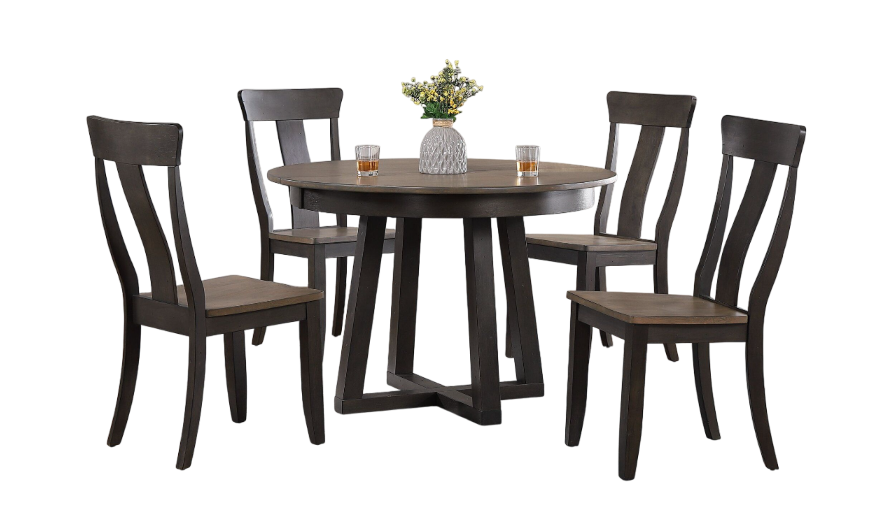 Iconic Furniture Cross Antiqued Grey Stone & Black Stone Panel Back Dining Set-jennifer furniture