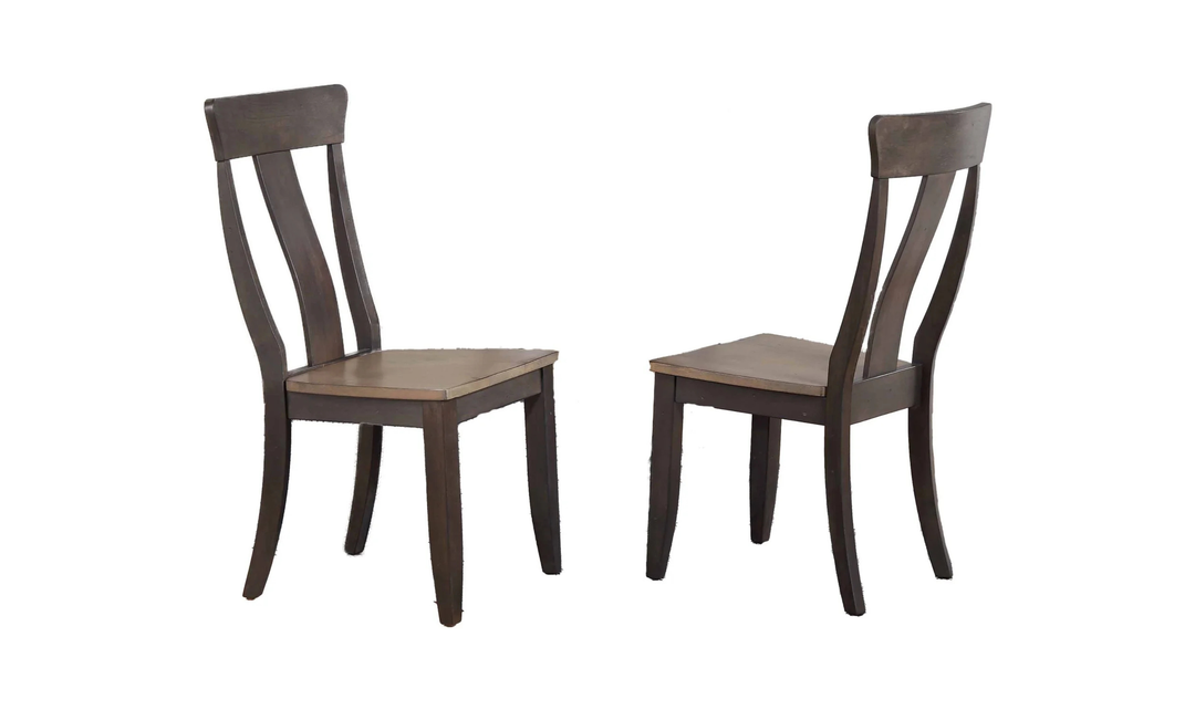 Iconic Furniture Cross Antiqued Grey Stone & Black Stone Panel Back Dining Set