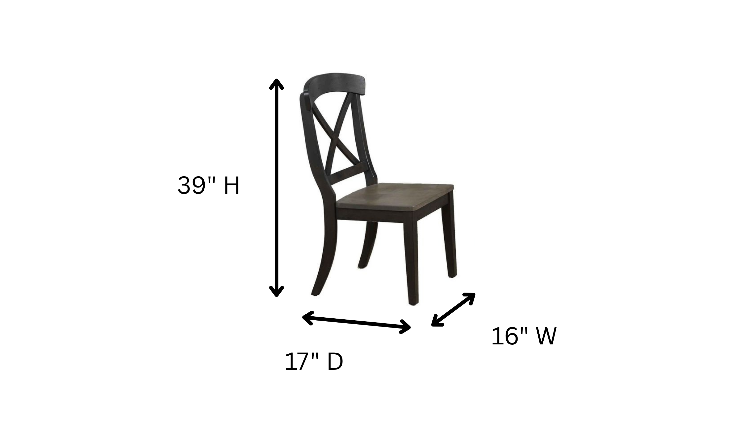 Iconic Furniture Cross Antiqued Grey Stone & Black Stone Transitional  X-Back Dining Set