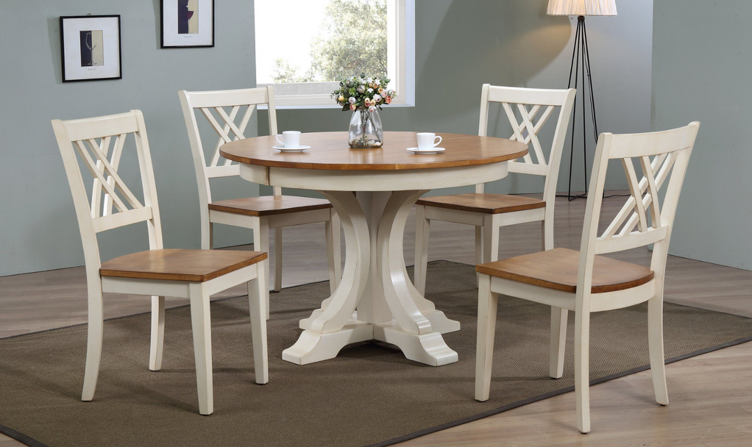 Iconic Furniture Deco Antiqued Caramel Biscotti 5-Piece Dining Set With Double X-Back-jennifer furniture
