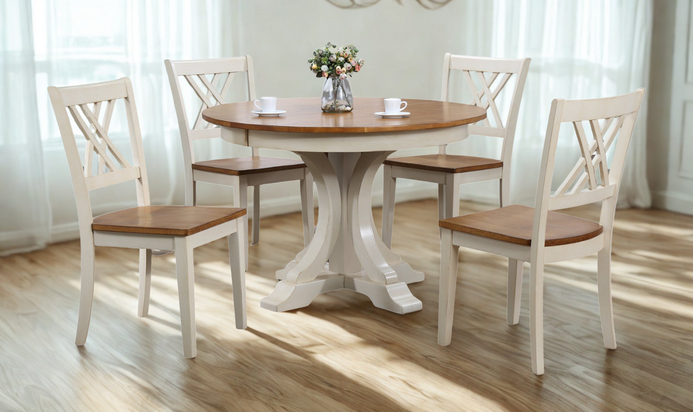 Iconic Furniture Deco Antiqued Caramel Biscotti 5-Piece Dining Set With Double X-Back-jennifer furniture