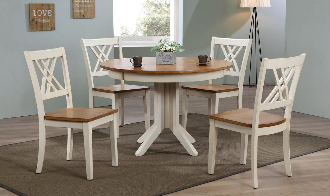 Iconic Furniture Deco Antiqued Caramel & Biscotti 5-Piece Dining Set With Double X-Back-jennifer furniture