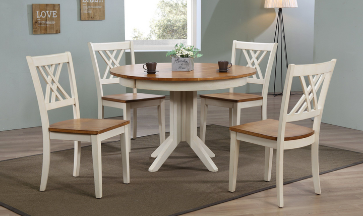 Iconic Furniture Deco Antiqued Caramel & Biscotti 5-Piece Dining Set With Double X-Back-jennifer furniture