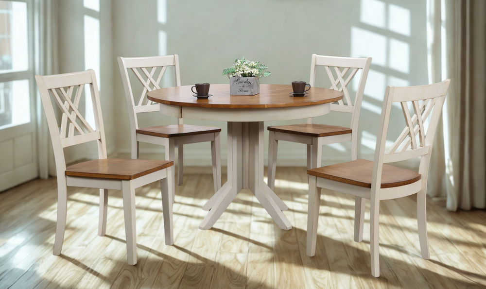 Iconic Furniture Deco Antiqued Caramel & Biscotti 5-Piece Dining Set With Double X-Back-jennifer furniture