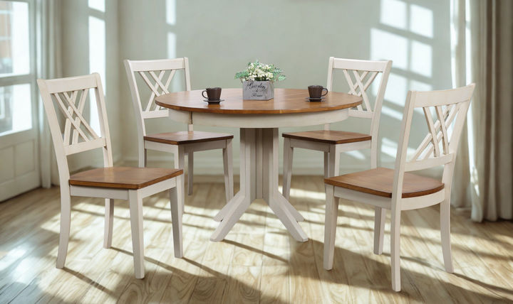 Iconic Furniture Deco Antiqued Caramel & Biscotti 5-Piece Dining Set With Double X-Back-jennifer furniture