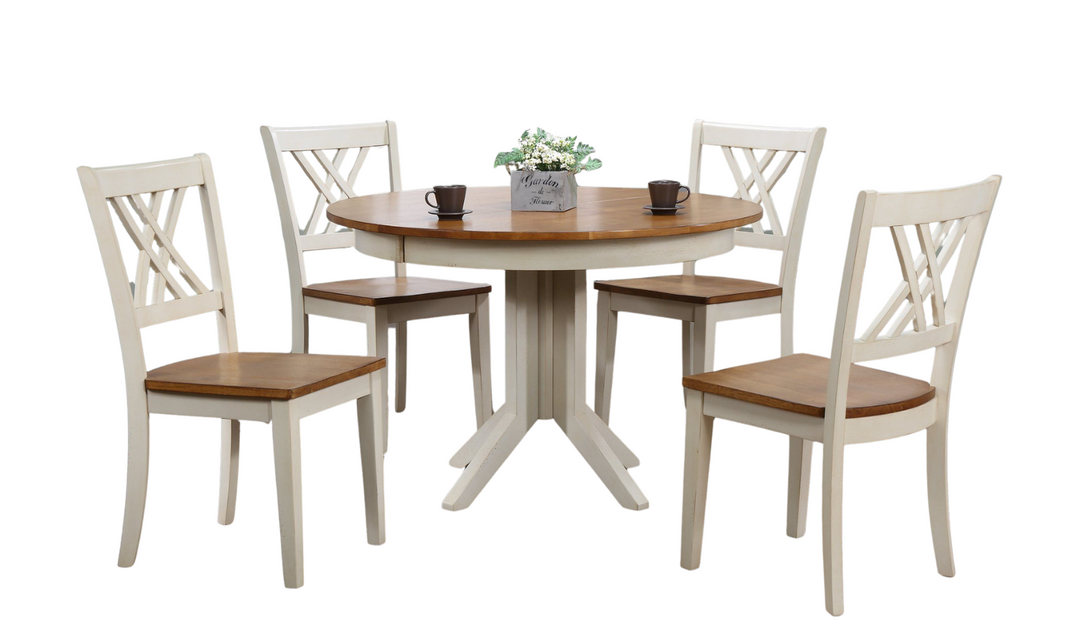 Iconic Furniture Deco Antiqued Caramel & Biscotti 5-Piece Dining Set With Double X-Back-jennifer furniture