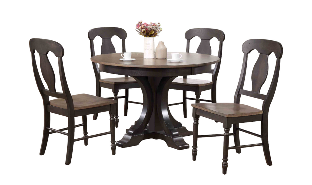 Iconic Furniture Deco Antiqued Grey Stone & Black Stone Napoleon Back 5-Pc Dining Set-jennifer furniture