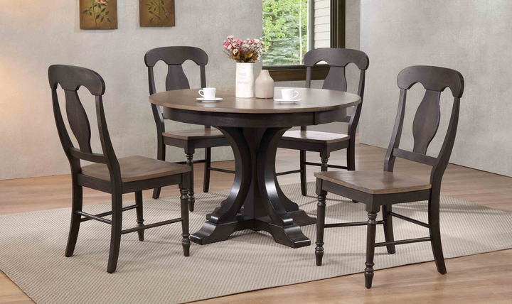 Iconic Furniture Deco Antiqued Grey Stone & Black Stone Napoleon Back 5-Pc Dining Set-jennifer furniture