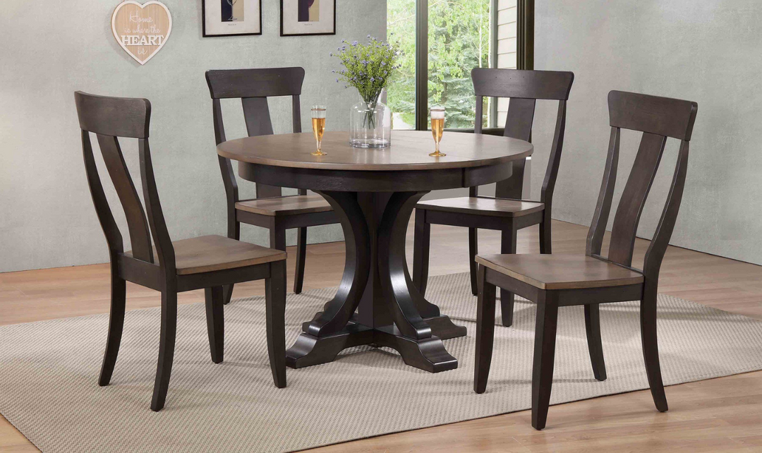 Iconic Furniture Deco Antiqued Gray Stone & Black Stone 5-Piece Dining Set-jennifer furniture