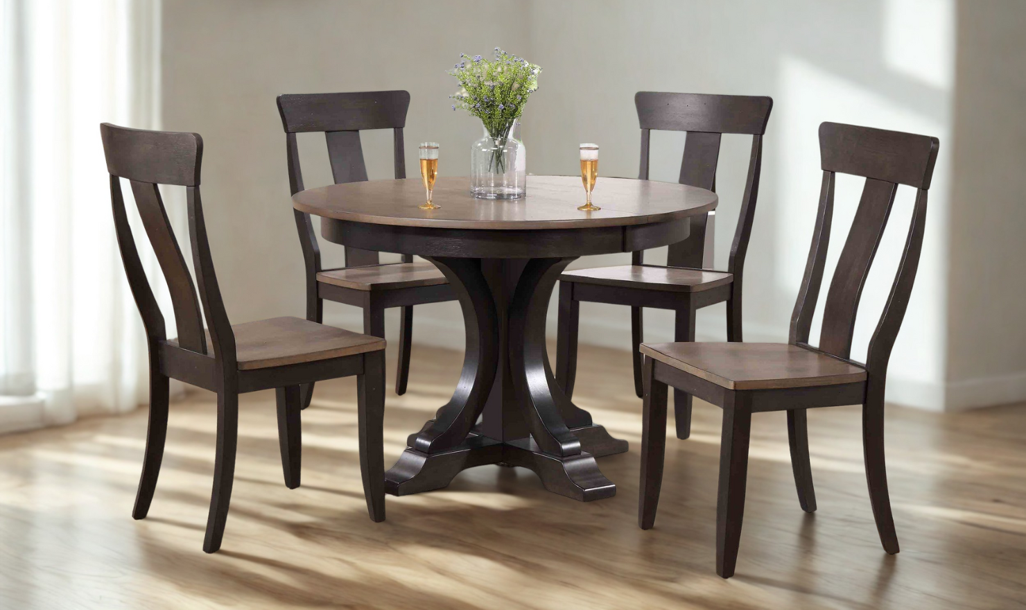 Iconic Furniture Deco Antiqued Gray Stone & Black Stone 5-Piece Dining Set-jennifer furniture