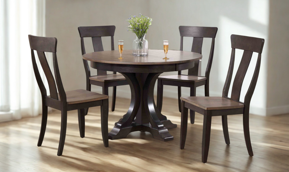 Iconic Furniture Deco Antiqued Gray Stone & Black Stone 5-Piece Dining Set-jennifer furniture