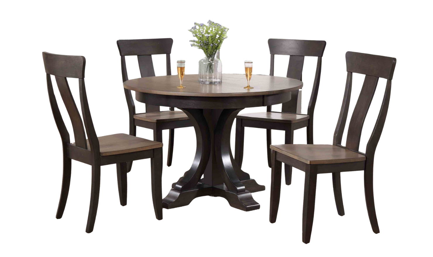 Iconic Furniture Deco Antiqued Gray Stone & Black Stone 5-Piece Dining Set-jennifer furniture