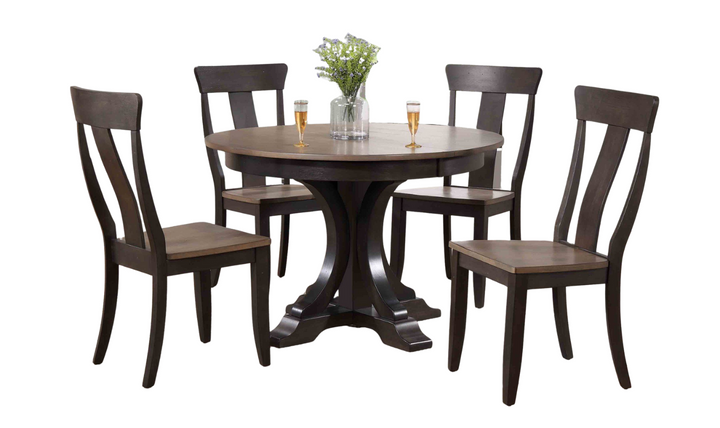 Iconic Furniture Deco Antiqued Gray Stone & Black Stone 5-Piece Dining Set-jennifer furniture