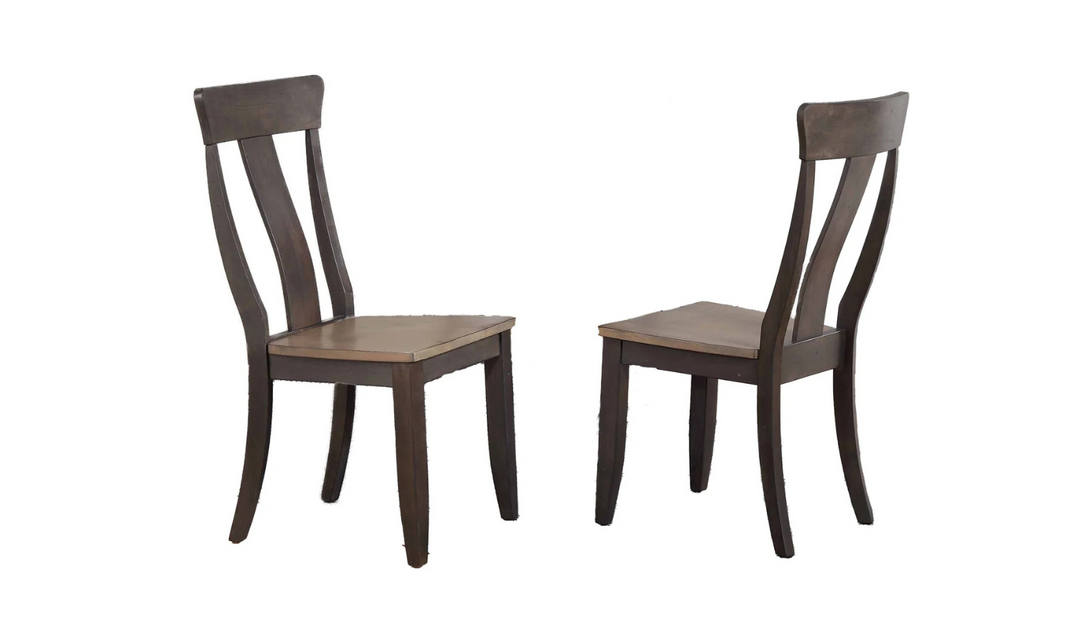 Iconic Furniture Contemporary Antiqued Grey Stone Black Stone 5-Piece Dining Set With Panel Back Chairs-jennifer furniture