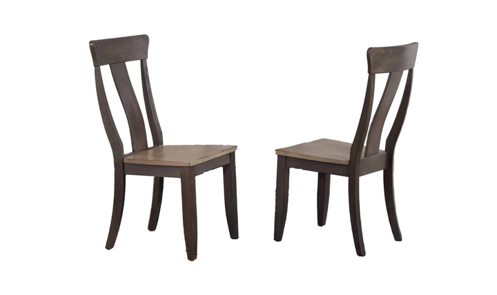 Iconic Furniture Contemporary Antiqued Grey Stone Black Stone 5-Piece Dining Set With Panel Back Chairs-jennifer furniture