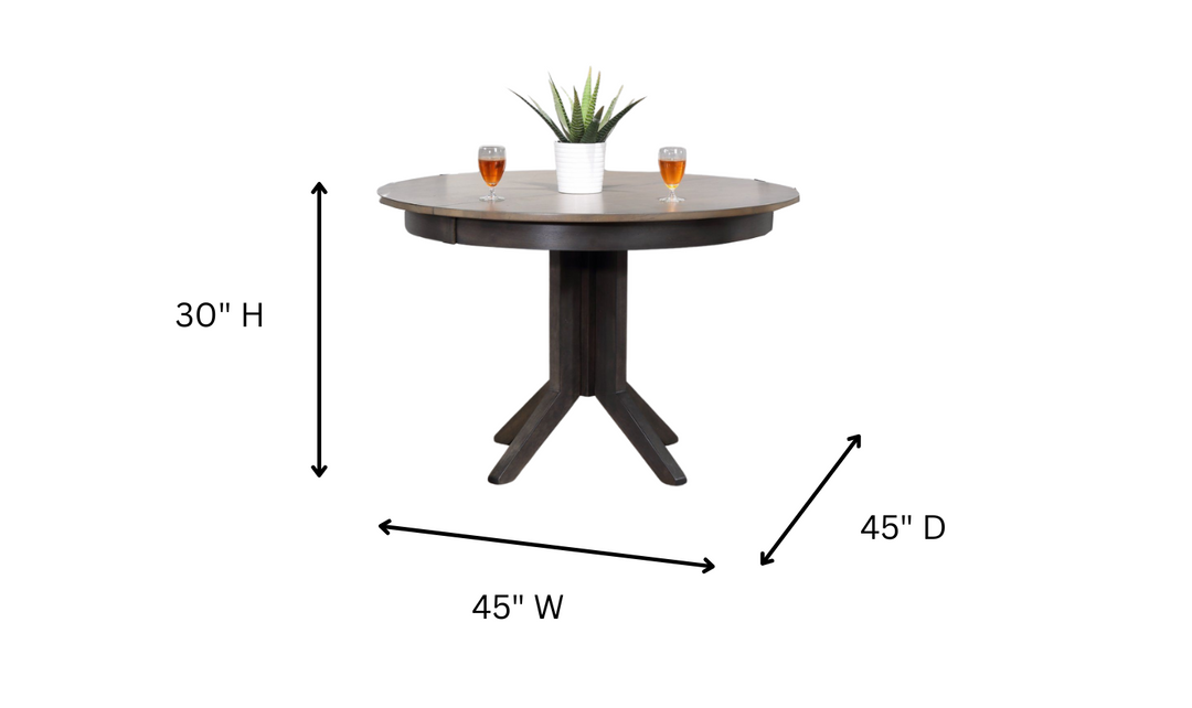 Iconic Furniture Contemporary Antiqued Gray Stone Black Stone 5-Piece Dining Set With Panel Back Chairs