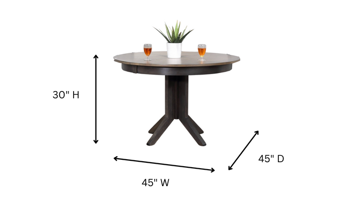 Iconic Furniture Contemporary Antiqued Gray Stone Black Stone 5-Piece Dining Set With Panel Back Chairs