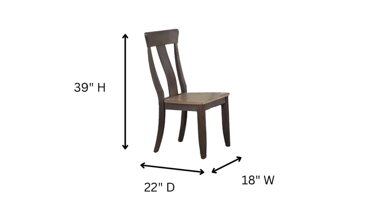 Iconic Furniture Contemporary Antiqued Gray Stone Black Stone 5-Piece Dining Set With Panel Back Chairs