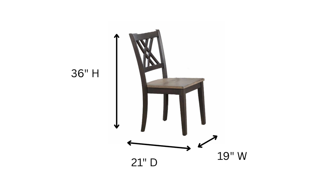 Iconic Furniture Deco Antiqued Grey Stone Black Stone 5-Piece Dining Set With Double X-Back