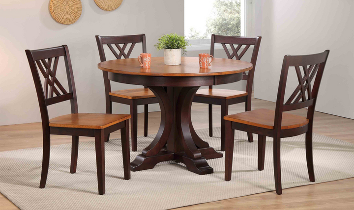 Iconic Furniture Deco Whiskey Mocha 5-Piece Dining Set With Double X-Back Chairs