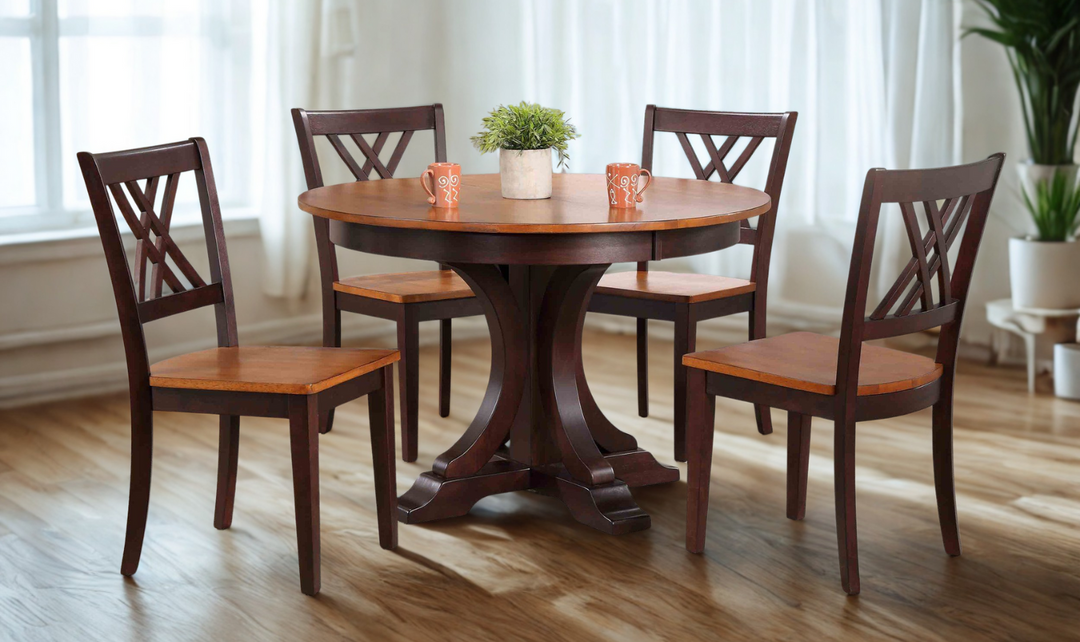 Iconic Furniture Deco Whiskey Mocha 5-Piece Dining Set With Double X-Back Chairs