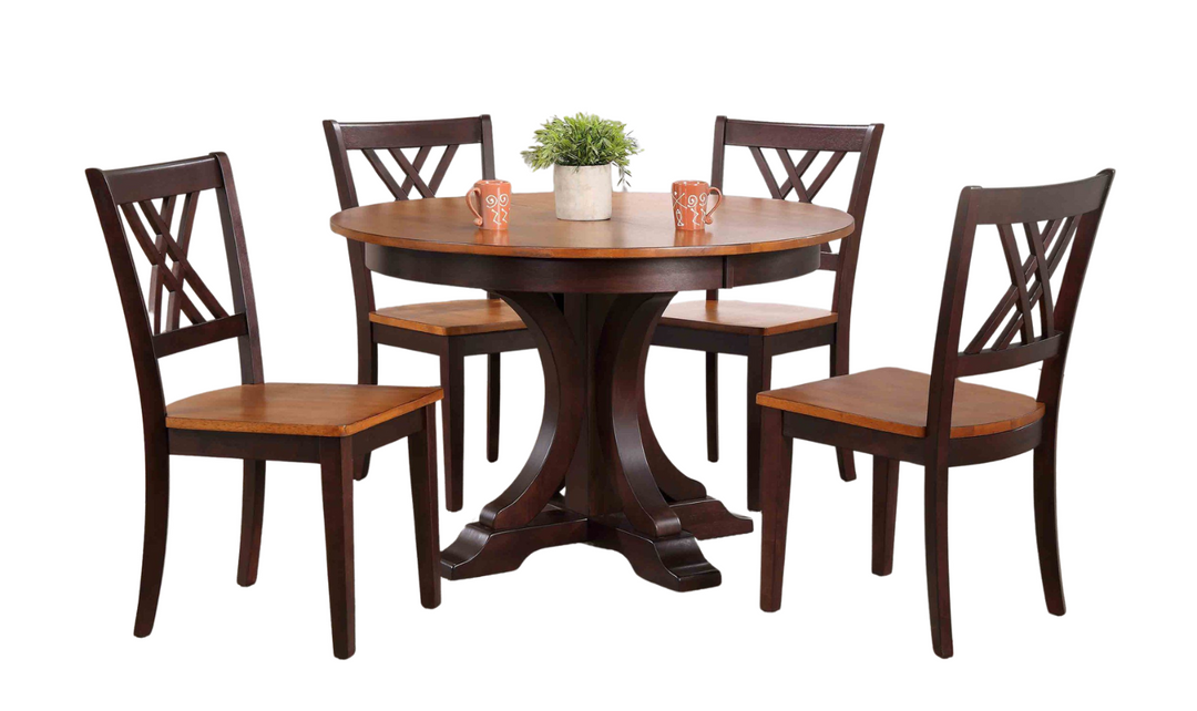 Iconic Furniture Deco Whiskey Mocha 5-Piece Dining Set With Double X-Back Chairs