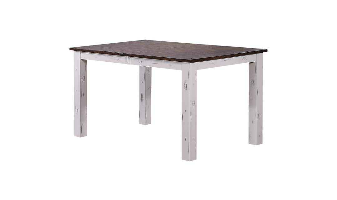 Iconic Furniture Distressed Cotton White & Cocoa Brown Rectangle Parsons Dining Table-jennifer furniture