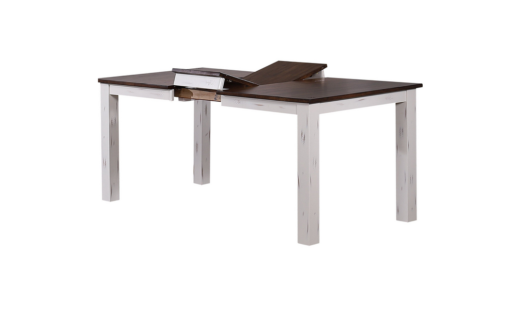 Iconic Furniture Distressed Cotton White & Cocoa Brown Rectangle Parsons Dining Table-jennifer furniture