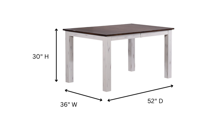 Iconic Furniture Distressed Cotton White & Cocoa Brown Rectangle Parsons Dining Table-jennifer furniture