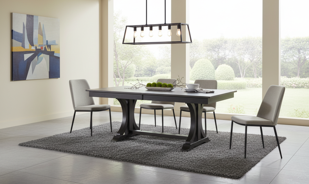 Iconic Furniture Double Deco Antique Grey Stone & Black Stone Dining Table-jennifer furniture