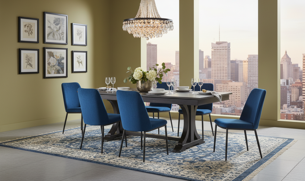 Iconic Furniture Double Deco Antique Grey Stone & Black Stone Dining Table-jennifer furniture