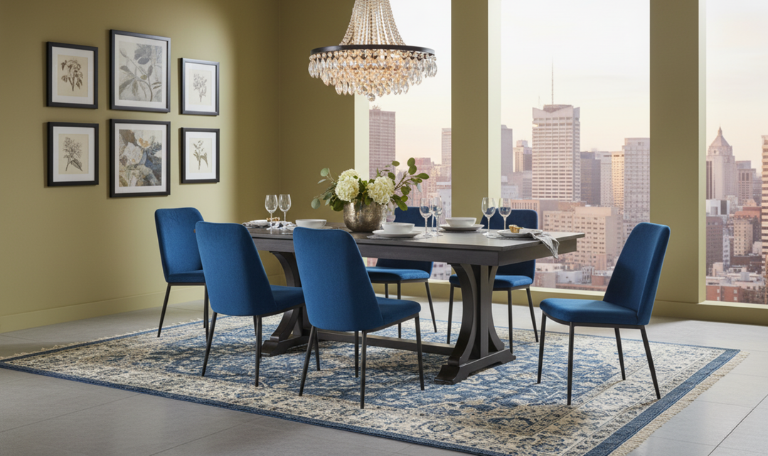 Iconic Furniture Double Deco Antique Grey Stone & Black Stone Dining Table-jennifer furniture