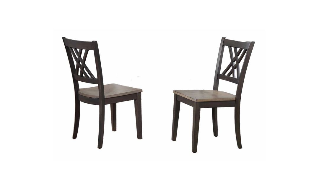 Iconic Furniture Double Deco Antique Grey Stone & Black Stone Transitional X-Back Dining Set-jennifer furniture