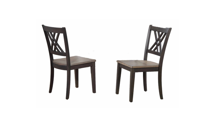 Iconic Furniture Double Deco Antique Grey Stone & Black Stone Transitional X-Back Dining Set-jennifer furniture