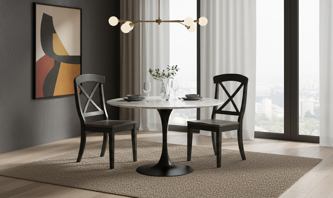 Iconic Furniture Double Deco Antique Gray Stone & Black Stone Transitional X-Back Dining Chair-jennifer furniture