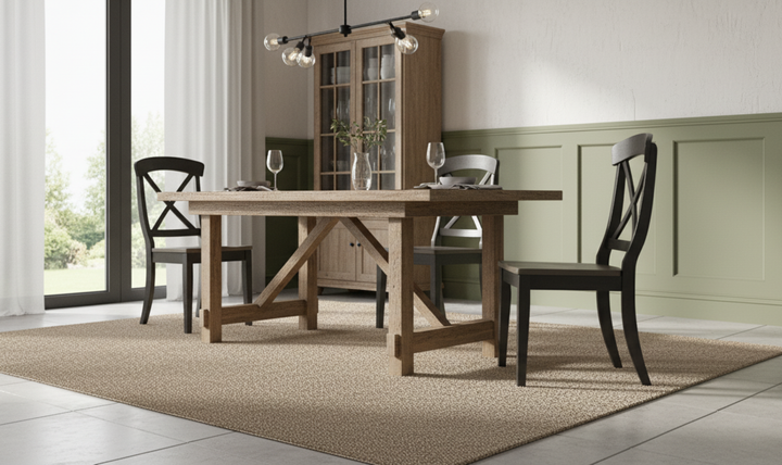 Iconic Furniture Double Deco Antique Gray Stone & Black Stone Transitional X-Back Dining Chair-jennifer furniture