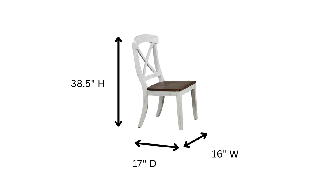 Iconic Furniture Double Deco Distressed Cocoa Brown & Cotton White Transitional X-Back Dining Chair-jennifer furniture