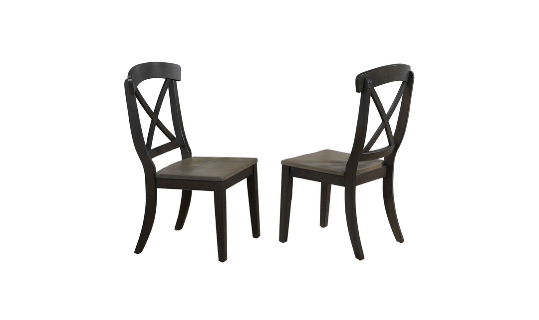 Iconic Furniture Double Deco Antique Gray Stone & Black Stone Transitional X-Back Dining Chair-jennifer furniture
