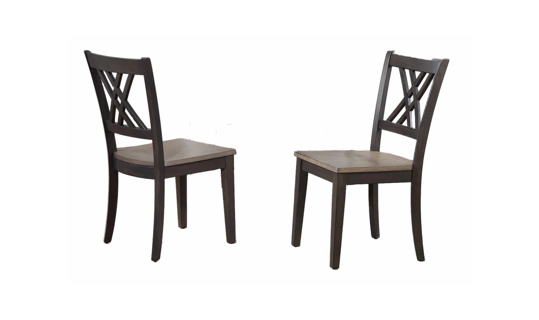Iconic Furniture Double Deco Antique Grey & Black Stone Dining Set with Double X-Back Chairs-jennifer furniture
